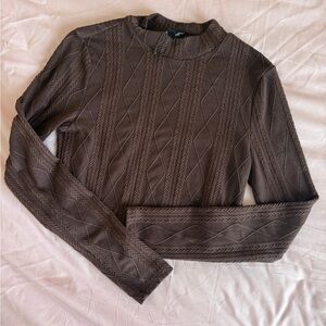T.J.Maxx Chocolate Textured Long Sleeve Top